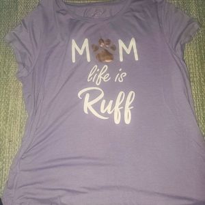 Dog mom ladies t shirt lilac purple paw print XL plus size